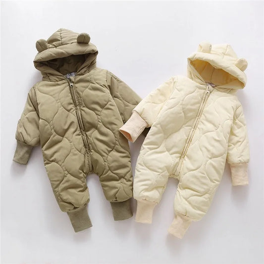 Girls Cute Bear Ear Hooded Zipper Cotton Clothes Toddler Boys Jumpsuit