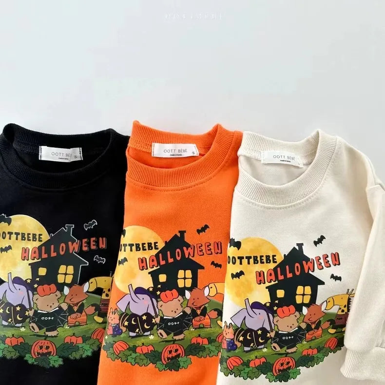 Baby Halloween Romper Long Sleeve Newborn Pumpkin Print Jumpsuit