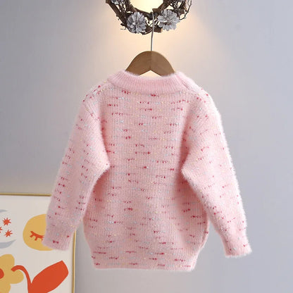 Love Heart O-Neck Pullovers Loose Colorful Spot Sweater Top New Girl Clothes