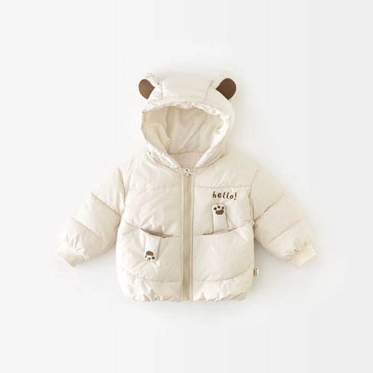 Boys Girls Cartoon Bear Hooded Coat Infant Toddler Padded Jacket