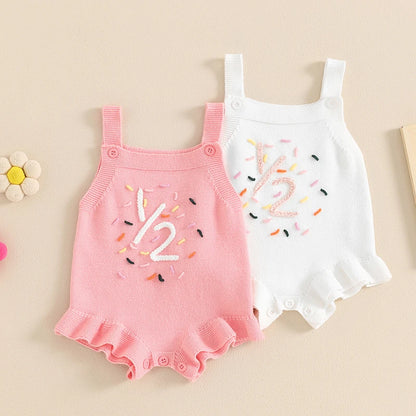 Baby Girl Romper Casual Number Embroidery Sleeveless Jumpsuit for Newborn