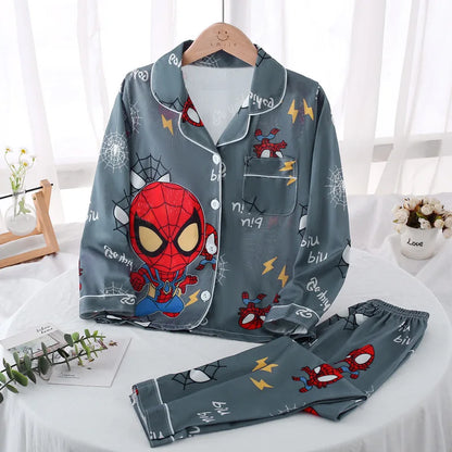 Children's Pyjamas Boys Long-sleeved Girl Cardigan Suit Cartoon Home Clothes