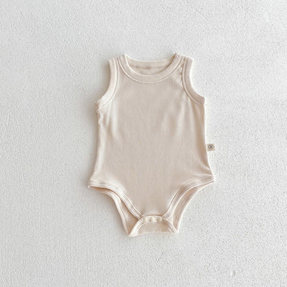 Baby Boys Girls Jumpsuit Cotton Plain Infant Sleeveless Romper