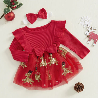 Baby Girls Christmas Deer Romper Dress