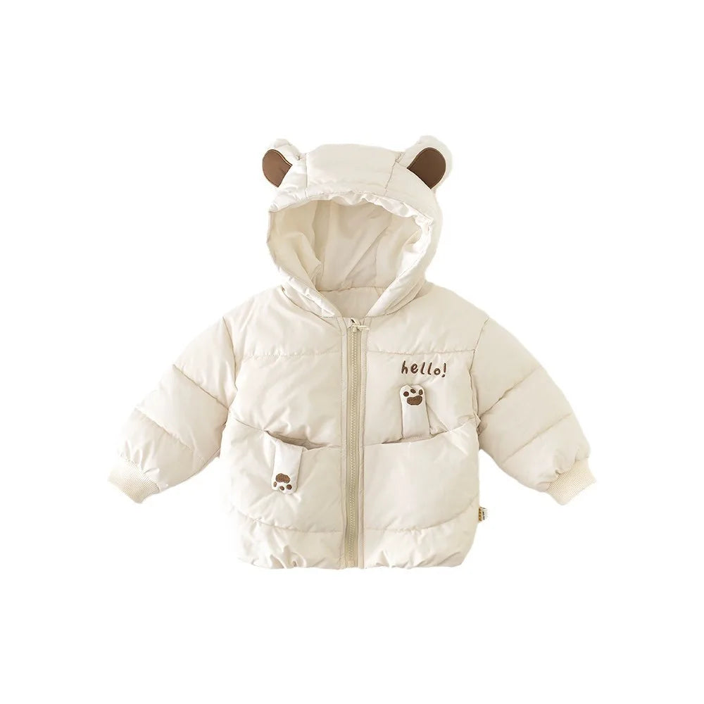 Boys Girls Cartoon Bear Hooded Coat Infant Toddler Padded Jacket