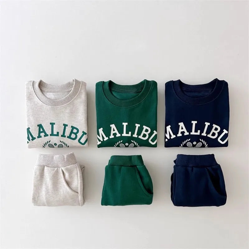 Baby Letter Print Tracksuit Boy Girl Children Casual Tops + Pencil Pants 2pcs