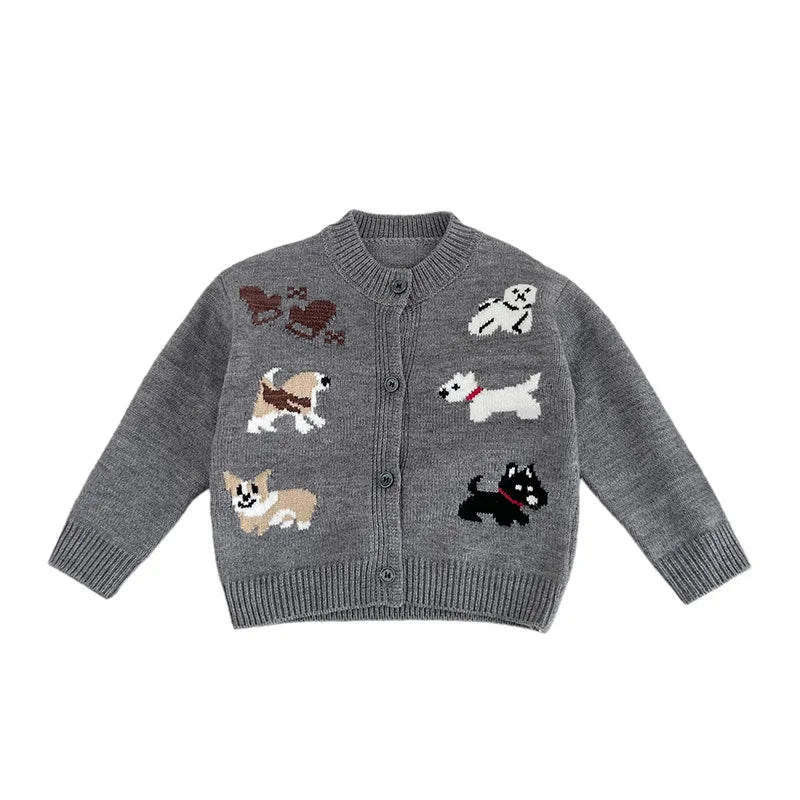 New Baby Girl Cute Cartoon Knitted Cardigan Infant Boy Long Sleeve Sweater Coat