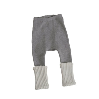 New Baby Cotton Ribbed Leggings Infant Boys Trousers Girls Splicing Elastic Pp Pants