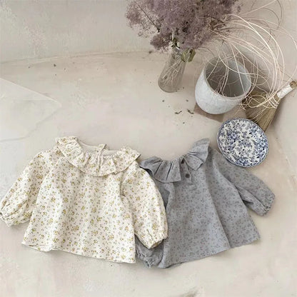 Pullover Loose Puff Sleeves T-shirt Baby Girls Versatile Cotton Cute Soft Clothes