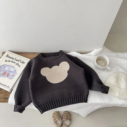 Baby Girl Cartoon Bear Knitted Tops Kids Autumn Winter Pullover Sweaters