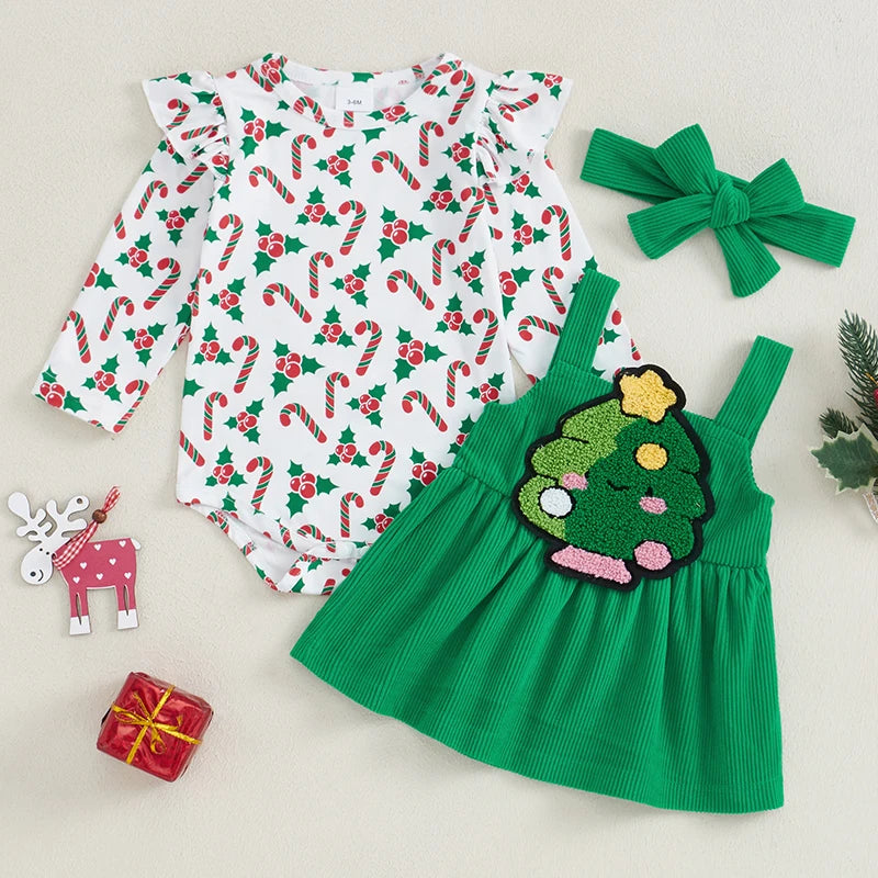 Christmas Tree Santa Dress Headband Set