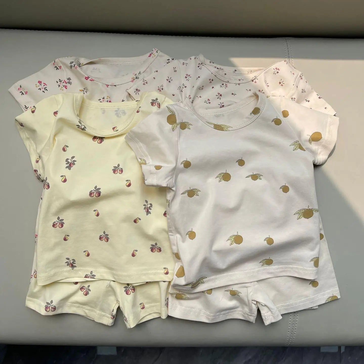 Children Homewear Short Sleeve Outfits Boy Girl Baby Floral Print Tops + Shorts