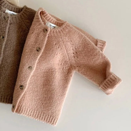 Loose Simple Knitting Cardigan Toddler Boy Comfortable Cotton Long Sleeves Tees