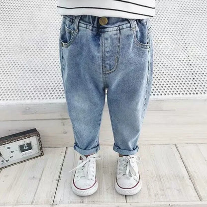 Children's porn jeans, boys with loose fashion dad pants trousers