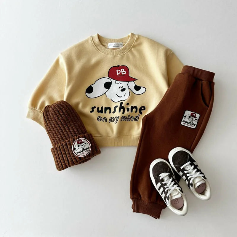 New Baby Cartoon Clothes Sets Infant Dog Print Sweatshirt + Pants 2pcs