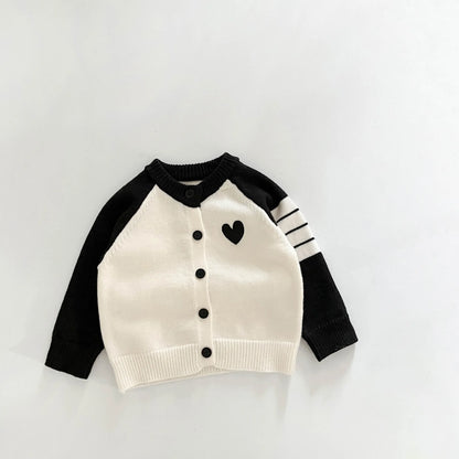 Baby Long Sleeve Knitted Romper Infant Boy Girl Heart Patchwork Jumpsuit