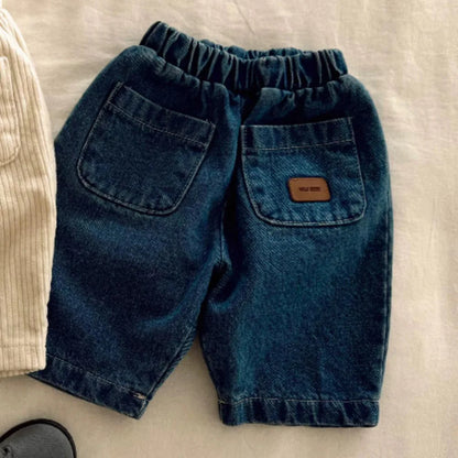 New Baby Loose Jeans Girls Corduroy Trousers Solid Boys Pocket Casual Pants