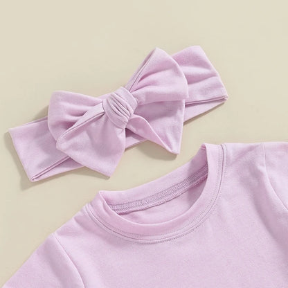 Baby Girls T-shirt with Flower Print Suspender Shorts and Headband