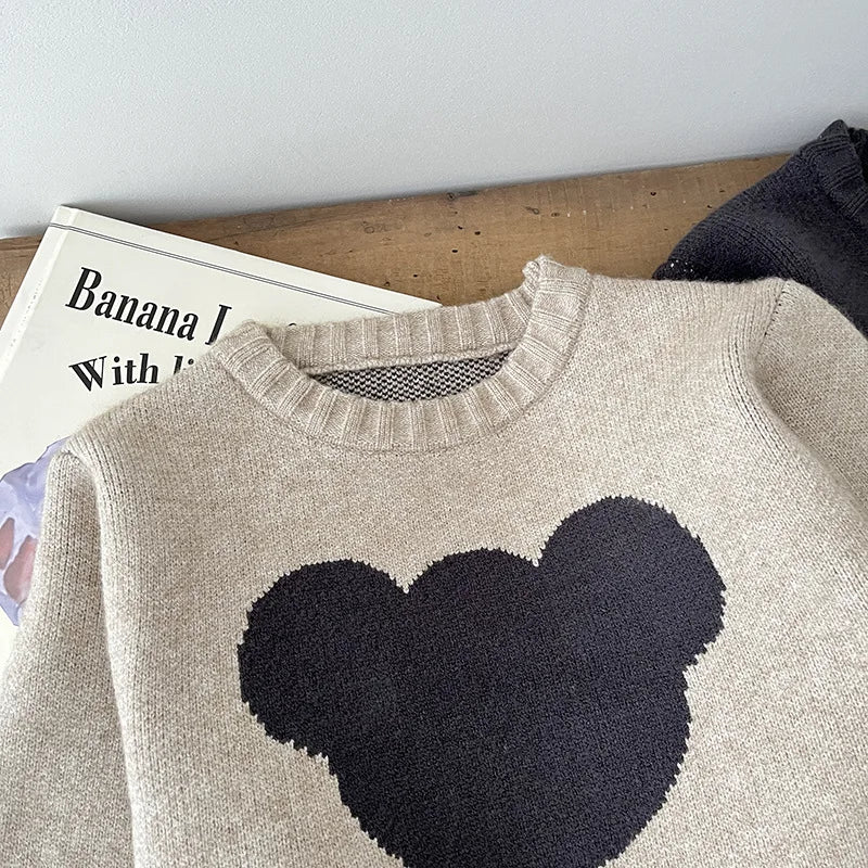 Baby Girl Cartoon Bear Knitted Tops Kids Autumn Winter Pullover Sweaters