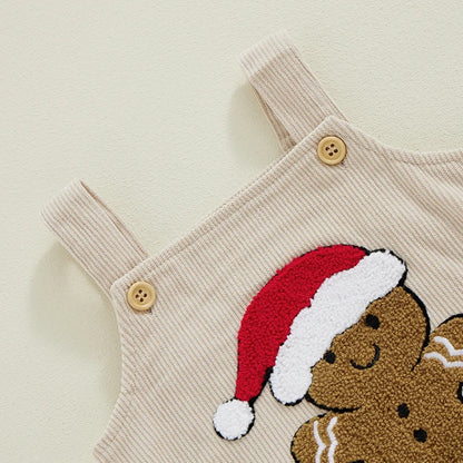 Lovely Baby Christmas Romper Hat Embroidery Jumpsuit