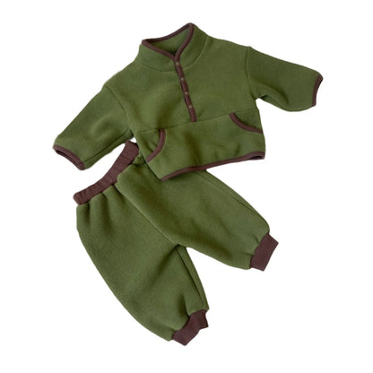 Solid Infant Casual Sweatshirt Outfits Kids Boys Fleece Trousers Suit