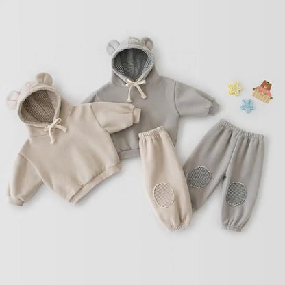 Cute Bear Hooded Sweatshirt + Sport Pants 2pcs Set Hoodie Suit