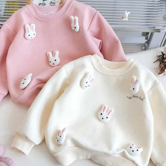 Girl Baby Hoodie Korean Edition Cartoon Girl Top 3D Decoration Rabbit Clothes Girls