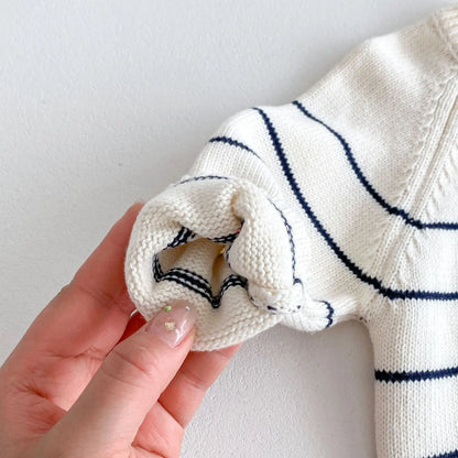 Girl Baby Knitted Striped Outwear Boy Cotton Knit Long Sleeve Pullover Sweater