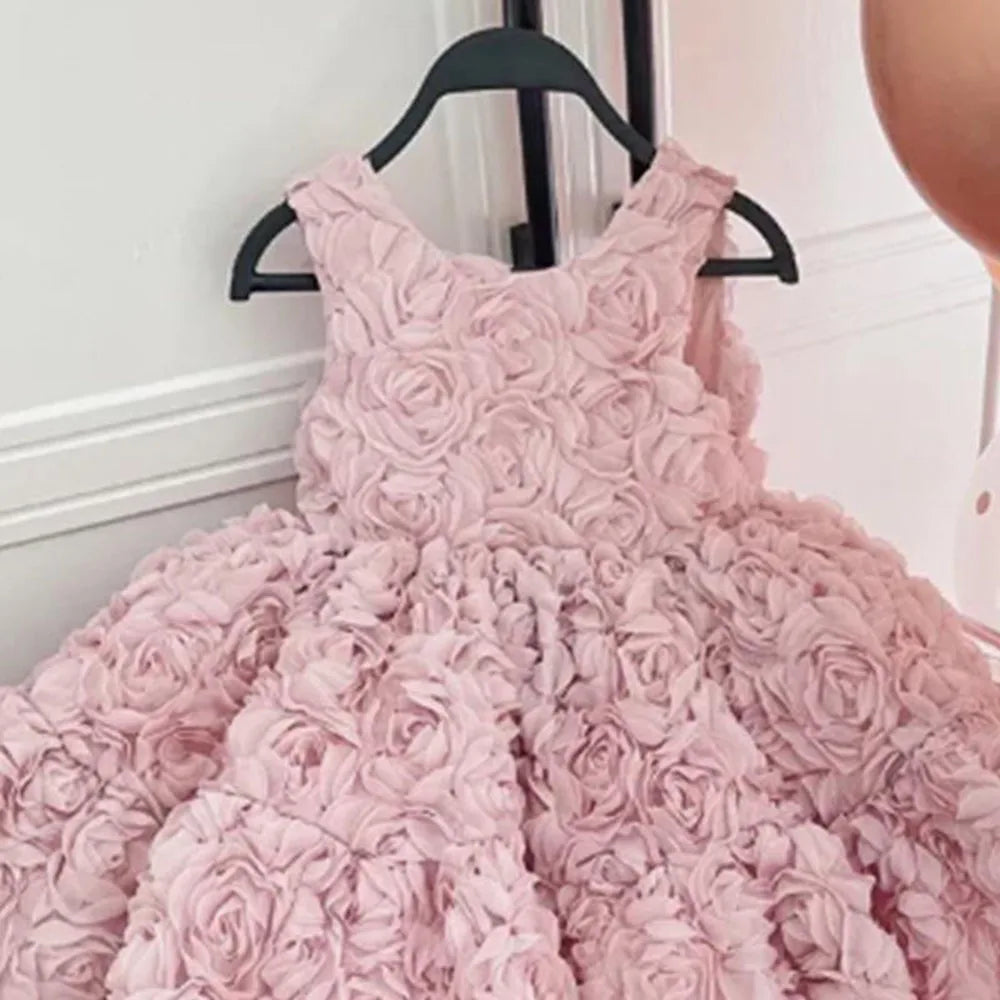 Flower Baby Dresses Sleeveless Elegant Children Holiday Party Prom Ball Gown Tutu Girl's Ceremonial