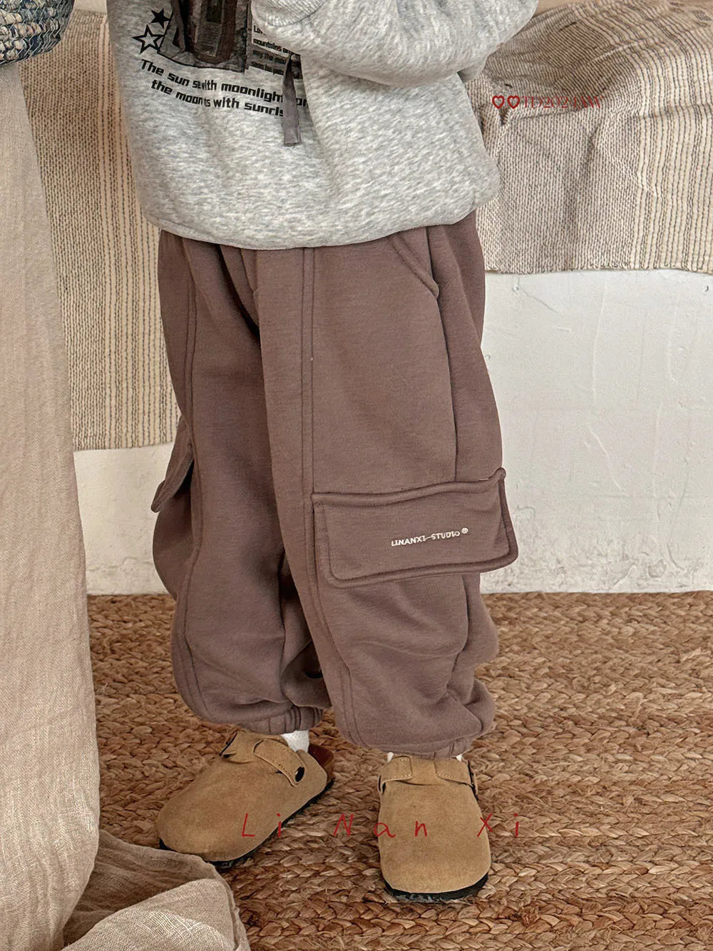 Children's Thick Warm Casual Trousers Toddler Boys/Girls Fleece Cargo Pants