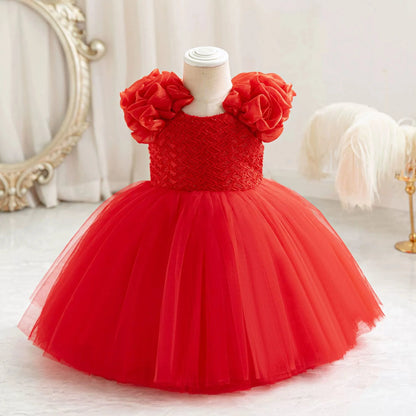Girls Dress Tutu Flower Casual Dresses for Girls Plaid Princess Ball Gown for Party