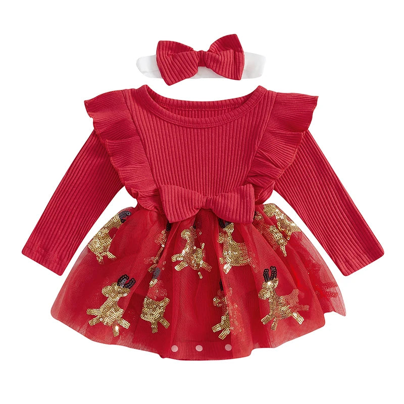 Baby Girls Christmas Deer Romper Dress