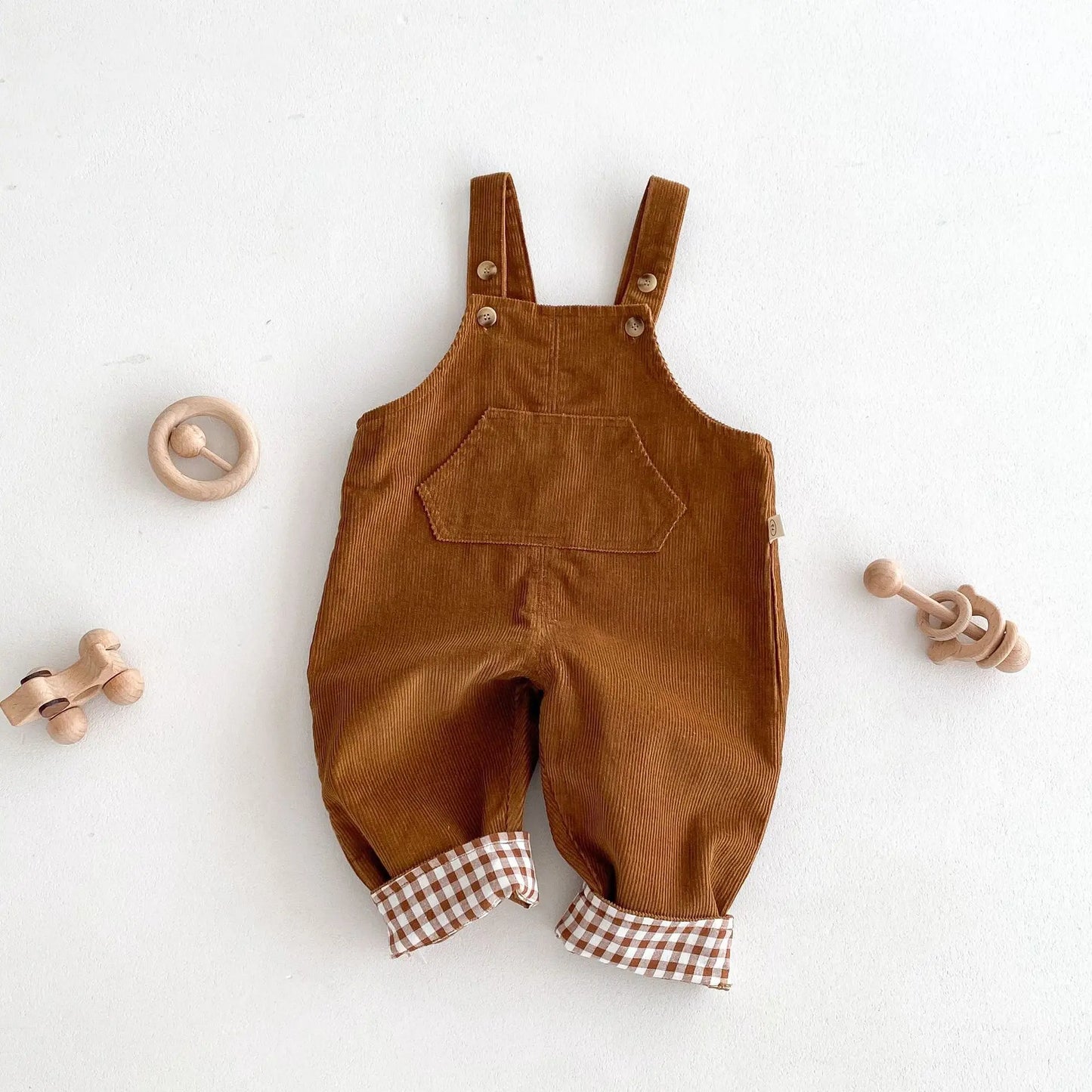 Boys Corduroy Overalls Solid Color Toddler Kids Suspenders Trousers