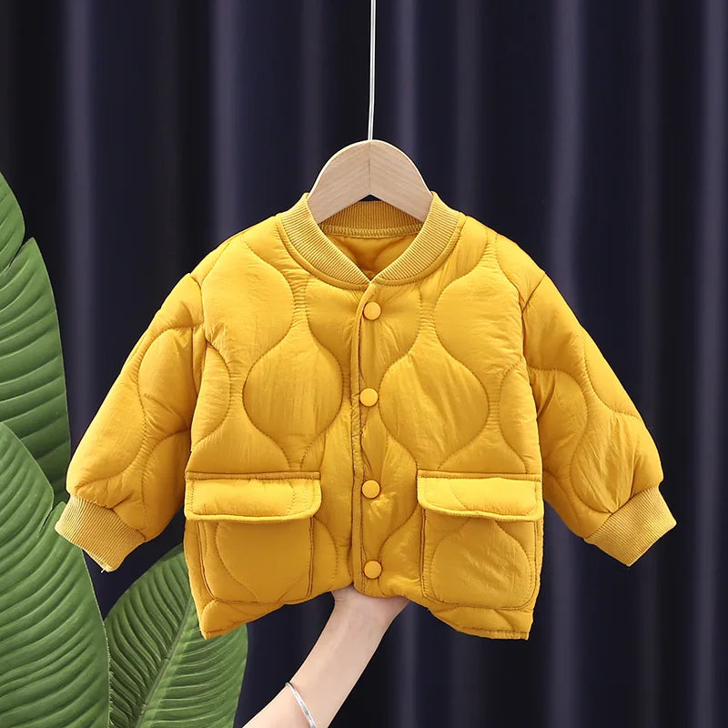 Boy Baby Solid Fashion Jacket Thick Warm All-match Tops