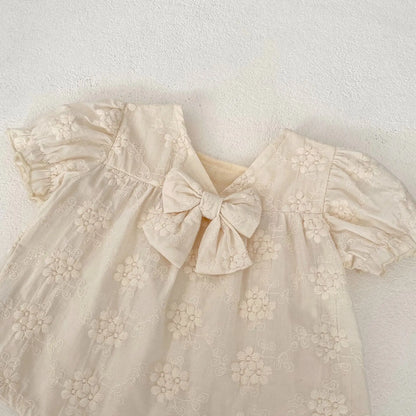 Girl Baby Embroidery Flower Short Sleeve Tops+Shorts 2pcs