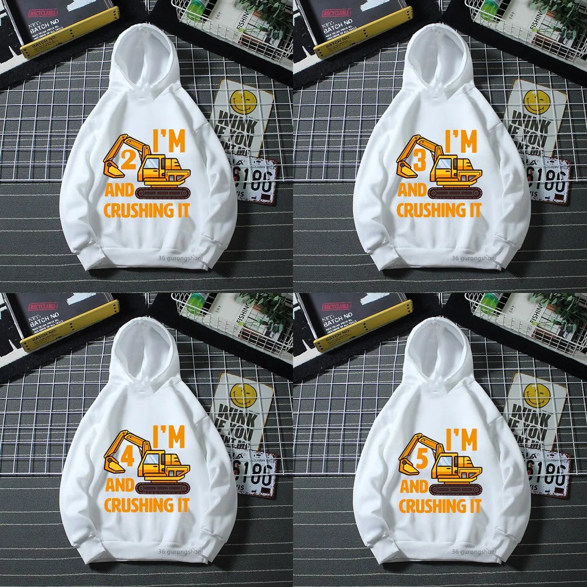 Boys Hoodies Interesting Excavator Graphic Print Birthday Gift Costume