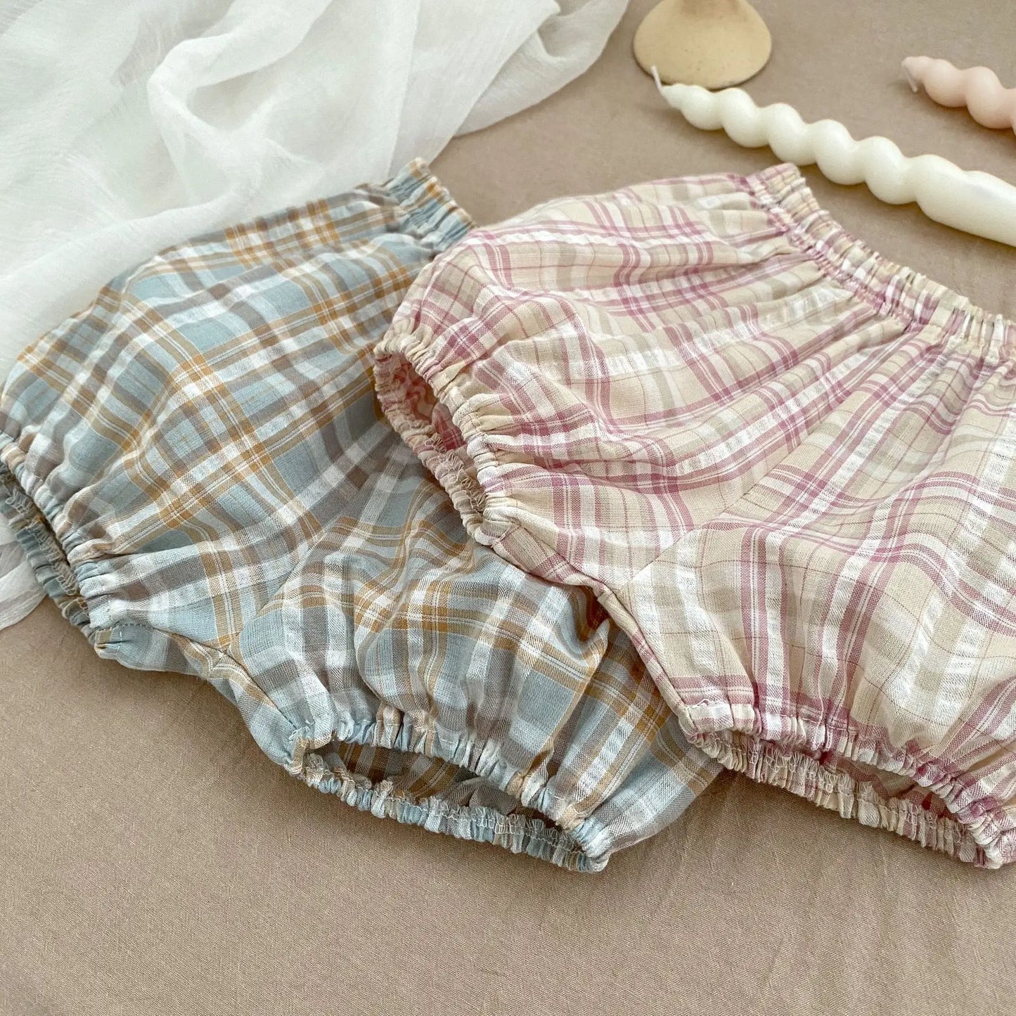 Children Ruffle Suspenders Shirt Set Baby Plaid Sleeveless Tops+ Shorts 2pcs