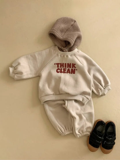 New Baby Clothes Set Letter Print Sweatshirt Set For Boys Girl Casual Pants