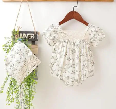 Baby Girls Flower Cotton Jumpsuit One piece Outfit Newborn Baby Romper