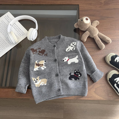 New Baby Girl Cute Cartoon Knitted Cardigan Infant Boy Long Sleeve Sweater Coat