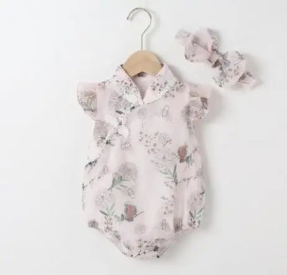 Baby Girls Flower Cotton Jumpsuit One piece Outfit Newborn Baby Romper