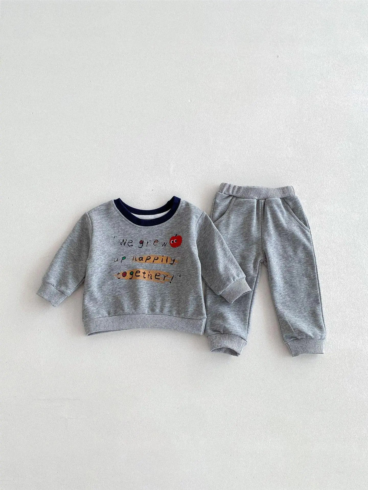 Boy Girl Letter Print Long Sleeve Tops + Pants Children Clothes Set