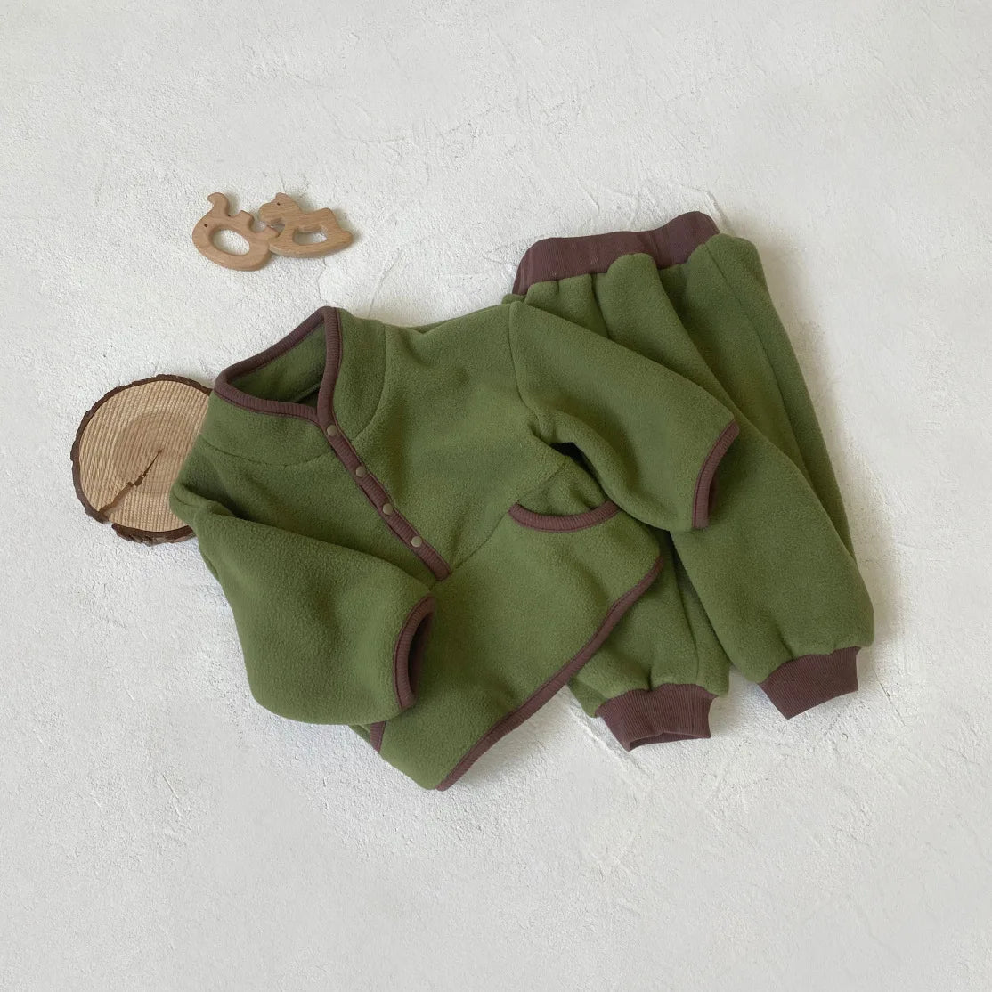 Solid Infant Casual Sweatshirt Outfits Kids Boys Fleece Trousers Suit