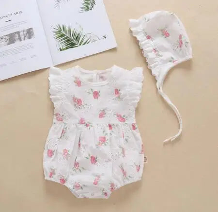 Baby Girls Flower Cotton Jumpsuit One piece Outfit Newborn Baby Romper