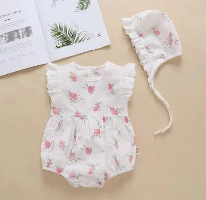 Baby Girls Flower Cotton Jumpsuit One piece Outfit Newborn Baby Romper