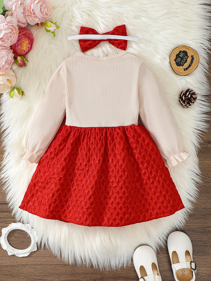 New Long Sleeved Dress Baby Girl Bow Autumn Dress