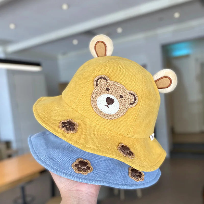 Cute Bear Children Bucket Hat New Spring Boys Girls Sun Hat Cartoon Outdoor