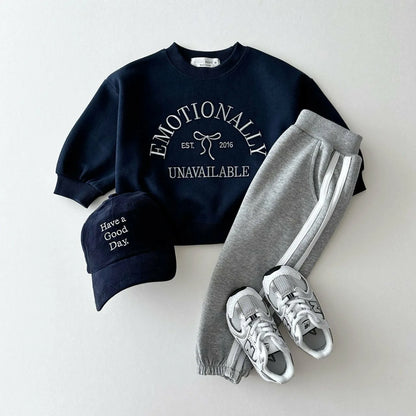 Baby Long Sleeve Casual Sweatshirt Letter Embroidery Children Loose Sweatshirt