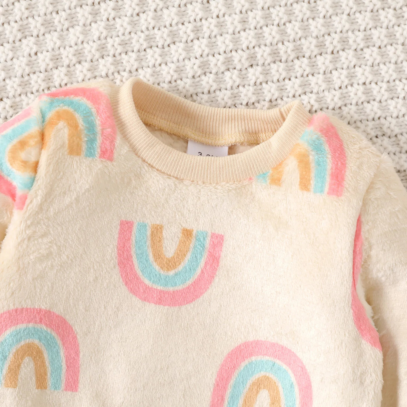 Baby Boy/Girl Allover Rainbow Print Long-sleeve Fuzzy Sweatshirt