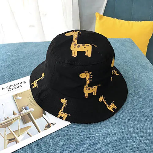 Summer Baby Bucket Hats Boys Girls UV Sunhat Kids Cotton Giraffe Beach Hat Child Accessories